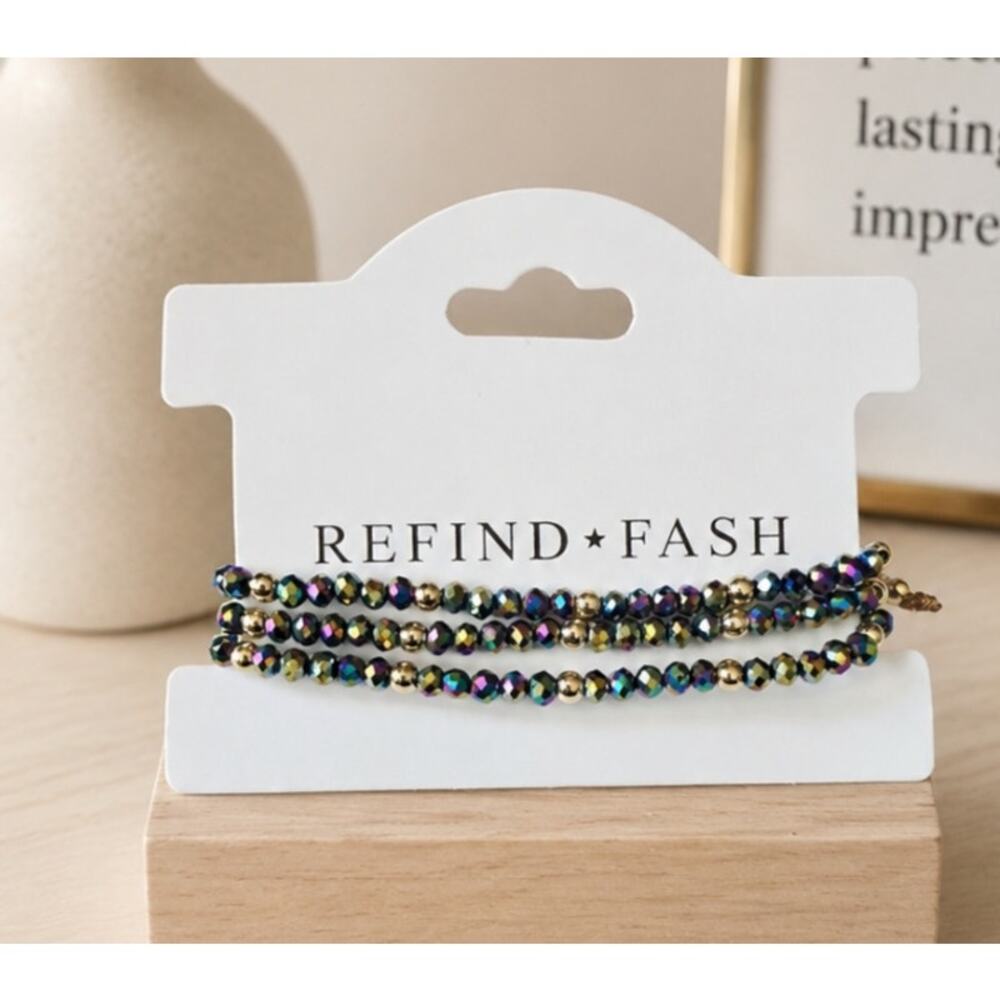 Colorful Beaded Pull Tab 3 Strand Bracelet New